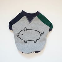 butaさんスウェットTシャツ//グリーンネイビー・フレブル服TiTiTi