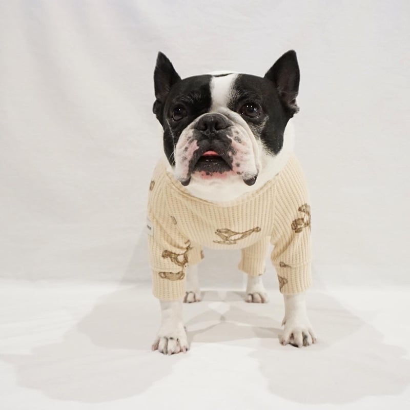 袖にクマさんのロンT  フレブル服　パグ服　犬服　ハンドメイド 袖にクマさんのロンT フレブル服 パグ服 犬服 ハンドメイド