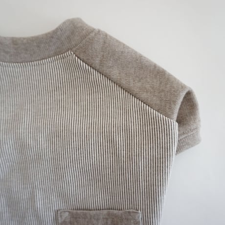 ヒッコリーデニムのラグランTシャツ//　ブラウン　　　　　  *フレブル服TiTiTi