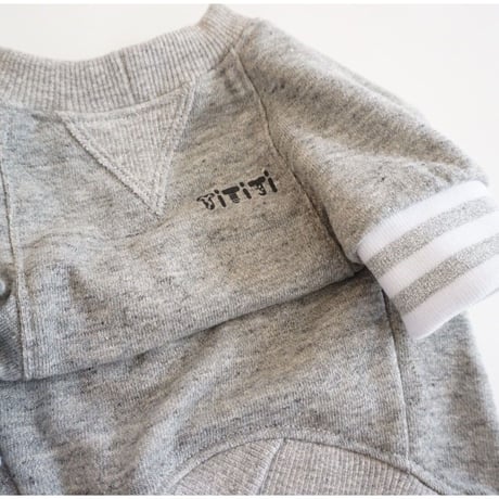 tititiのスウェットusude：ラグランTシャツ//ホワイト×シルバー　　　　　  【フレブル服TiTiTi】