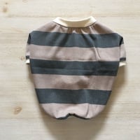 ウォッシュ加工太ボーダーT //  チャコール×グレージュ　　　　[フレブル服TiTiTi]