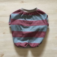 ウォッシュ加工太ボーダーT //   グレープ×グレーサックス　　　　[フレブル服TiTiTi]