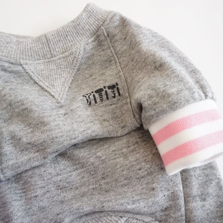 tititiのスウェットusude：ラグランTシャツ//ホワイト×ピンク　　　　　　　  【フレブル服TiTiTi】