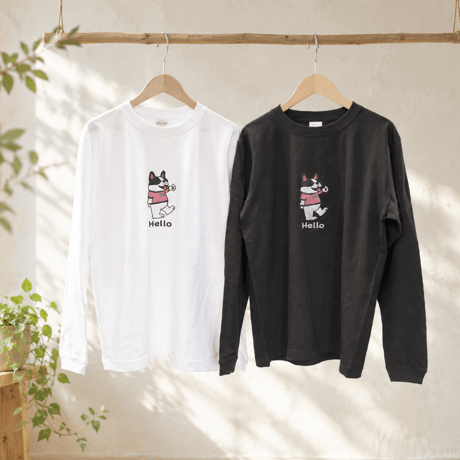 HelloロングスリーブTシャツ (オーナーさま用)//スミ・・・フレブル服TiTiTi