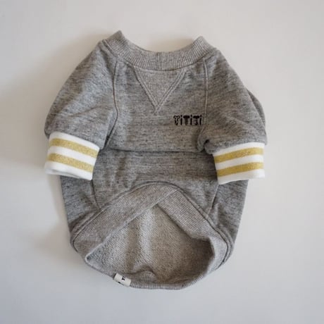 tititiのスウェットusude：ラグランTシャツ//ホワイト×ゴールド　　　　　　　  【フレブル服TiTiTi】