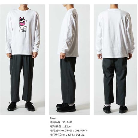 HelloロングスリーブTシャツ (オーナーさま用)//スミ・・・フレブル服TiTiTi