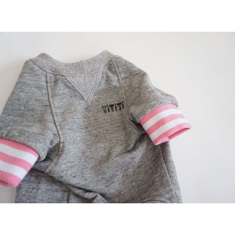 tititiのスウェットusude：ラグランTシャツ//ピンク×ホワイト　　　　　　　  【フレブル服TiTiTi】