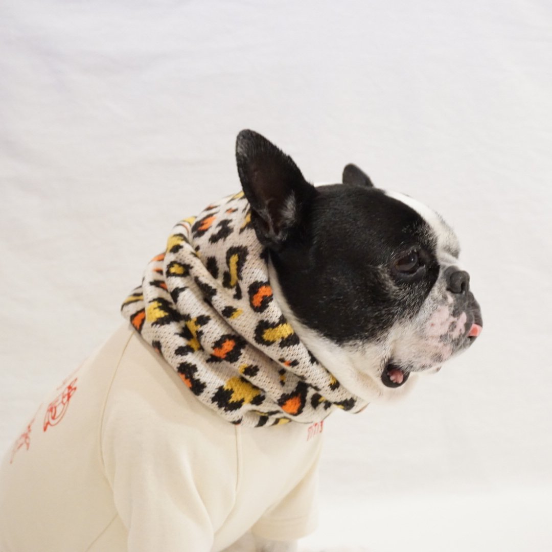 ハンドメイドフレブル服no.***67.09***様 あったかスヌード┊レオパード┊ホワイト┊・・・フレブル服TiTiTi