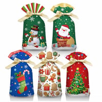 【Holiday Sale】リボン付き　クリスマスラッピング袋A  1セット5枚入　＊発送は12月1日から