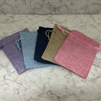 リネン　ジュート製のカラフル巾着袋　1枚