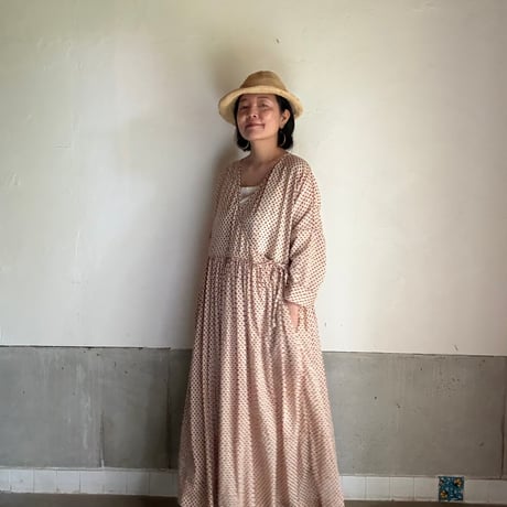 ルクツル　ローブー「Jodhpurロング丈」・バグルー伝統染めハンドブロックプリント  薄手　RED