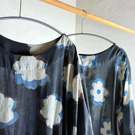 ルクツルのドレスRadhika ・Original Block Print -Cloud-