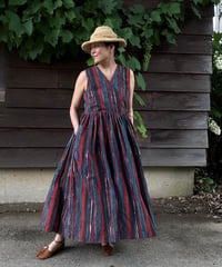 ルクツル　Radha バグルーハンドブロックプリント  Multi-stripe INDIGO