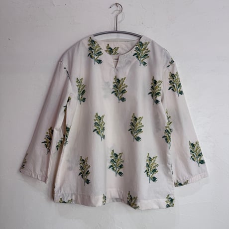 ハンドブロックプリント　パジャマセットーClematis armandiiー