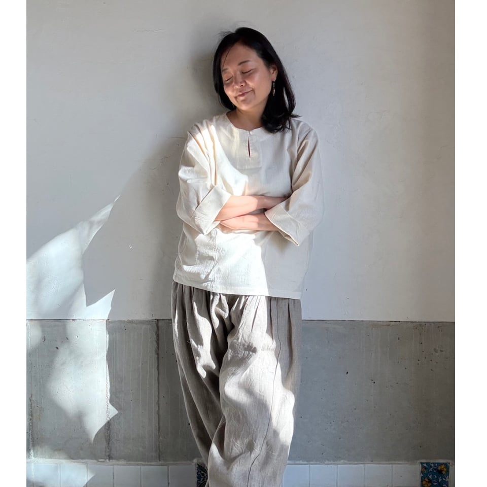 ルクツルのボウタイブラウス　カディコットン ルクツルのボウタイブラウス カディコットン Restock ルクツル服