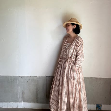 ルクツル　ローブー「Jodhpurロング丈」・バグルー伝統染めハンドブロックプリント  薄手　RED