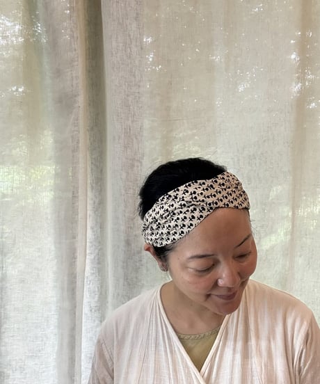 ハンドブロックプリント　ヘアーターバン　C