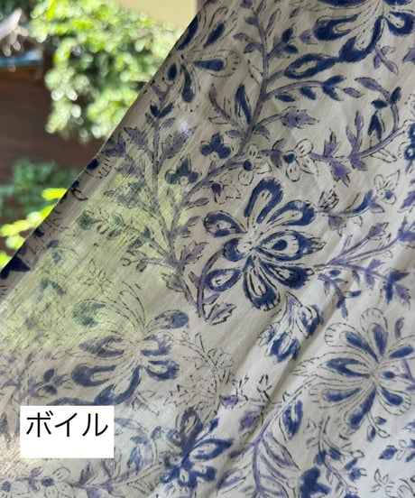 厚さが選べる　Special サンガネールハンドブロックプリントーClematis Blue rainー ・