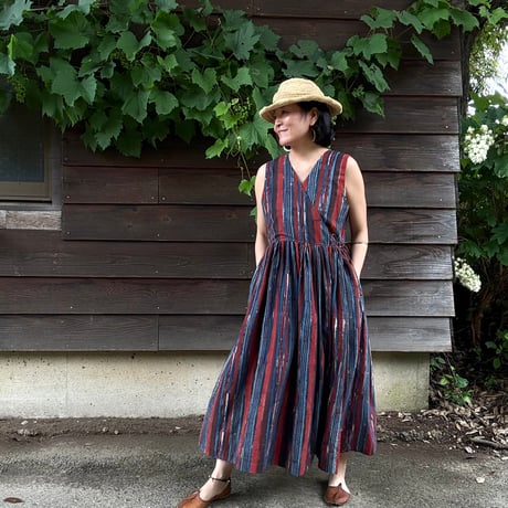 ルクツル　Radha バグルーハンドブロックプリント  Multi-stripe INDIGO