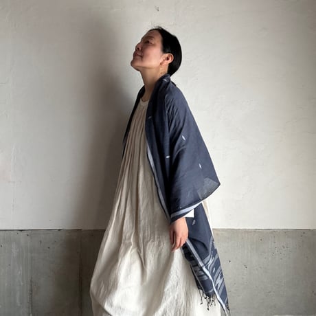 コルカタ　カディ（手織り）ストールー・ジャムダニ織  A