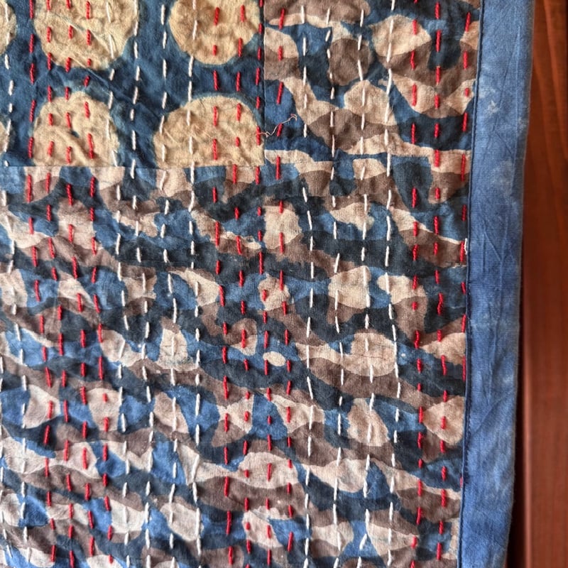 ハンドブロックプリント パッチワーク キルティングジャケット　インド 和風 ハンドブロックプリント パッチワーク 中綿 キルティング