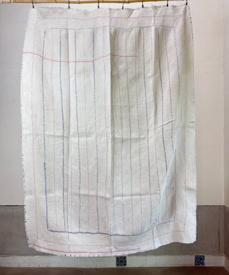 Kantha　オールドカンタ　マルチキルト　White Kantha　54