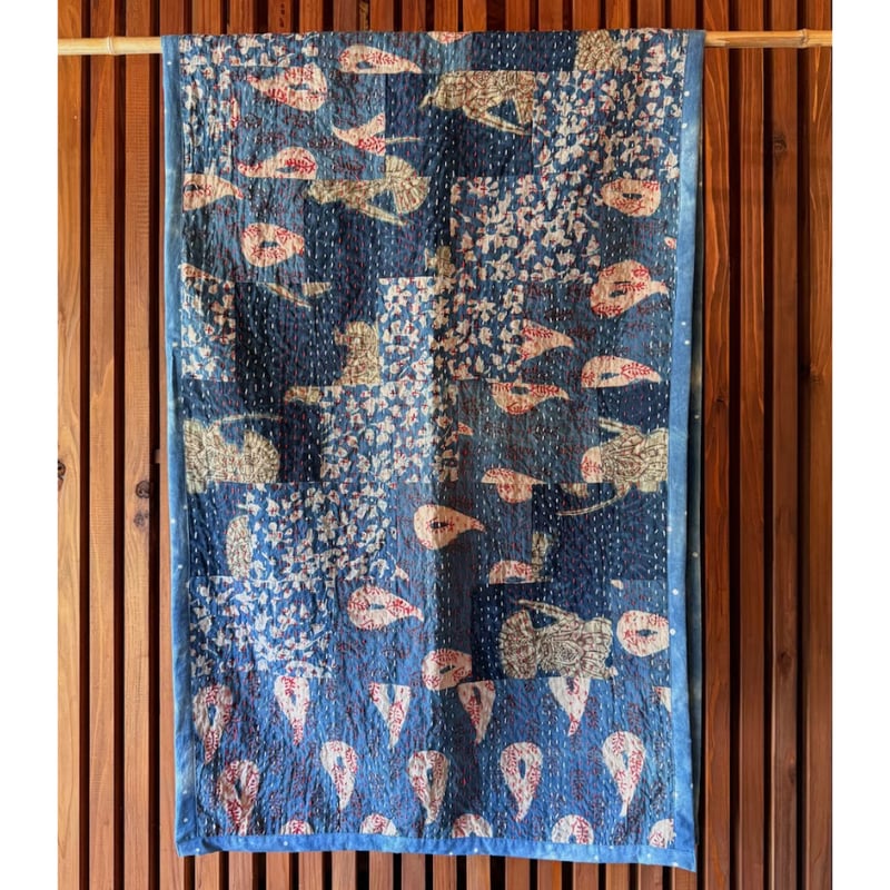 新品★パッチワーク　キルトジャケット　カンタ刺繍　リバーシブル　ブロックプリント 新品】キルトジャケット パッチワーク ブロックプリント