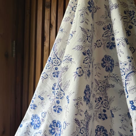 厚さが選べる　Special サンガネールハンドブロックプリントーBlue Meadowー ・
