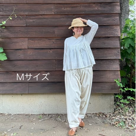 ルクツル　サルワールパンツ　ラジャスターンカディ　ナチュラルホワイト  裏地付き
