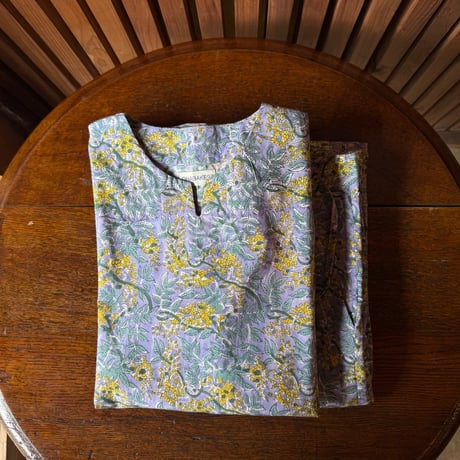 ハンドブロックプリント　パジャマセットーWisteria yellowー
