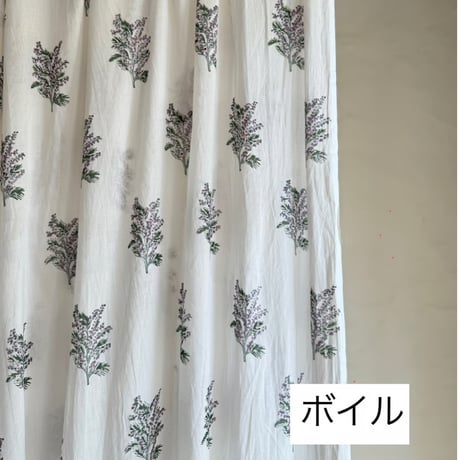 厚さが選べる Original サンガネールハンドブロックプリントーPurple Mimosaー　５０cm単位