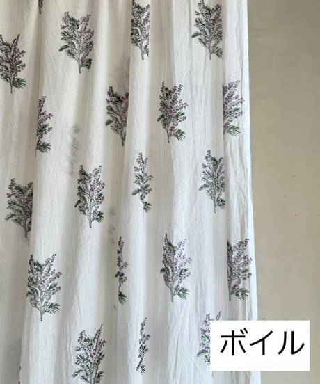 厚さが選べる Original サンガネールハンドブロックプリントーPurple Mimosaー　５０cm単位