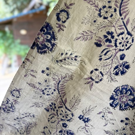 厚さが選べる　Special サンガネールハンドブロックプリントーBlue Meadowー ・