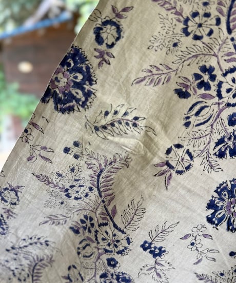 厚さが選べる　Special サンガネールハンドブロックプリントーBlue Meadowー ・