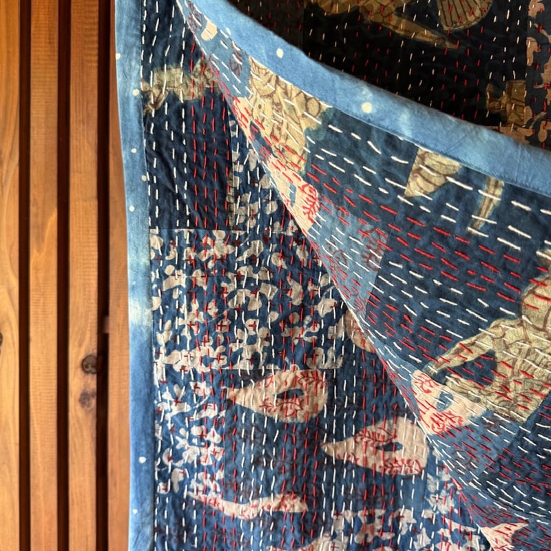 #154 ブロックプリントパッチワークカンタキルト 154 ブロックプリントパッチワークカンタキルト