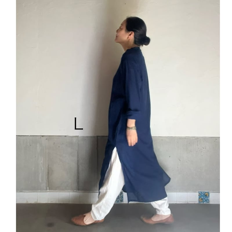 MAZA ロングクルタ モスリンカディー ・インディゴ染め | ONABAKE97 MAZA ロングクルタ モスリンカディー ・インディゴ染め | ONABAKE97
