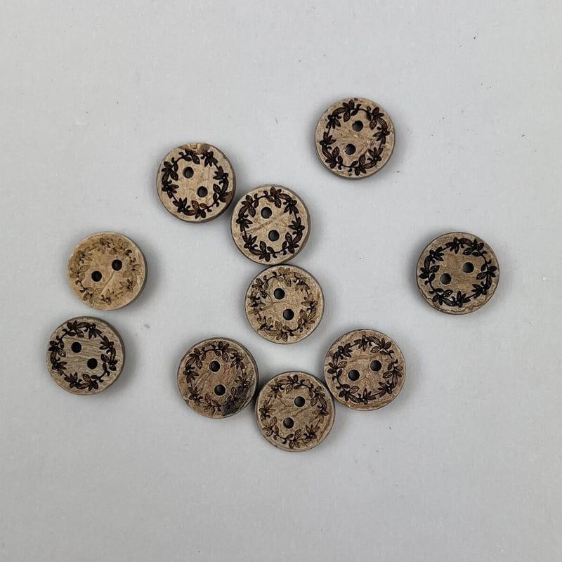 インド天然素材ボタンーココナッツAー12mm 10個 | ONABAKE97