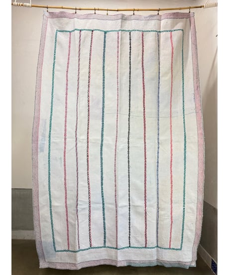 Kantha　オールドカンタ　マルチキルト　White Kantha　68
