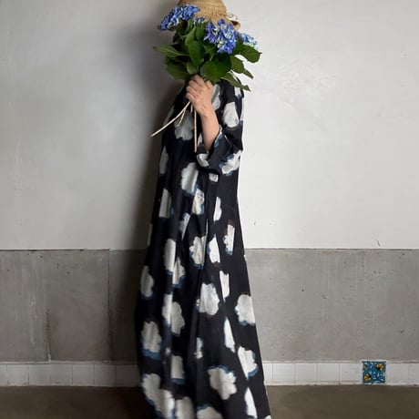 ルクツルのドレスRadhika ・Original Block Print -Cloud-
