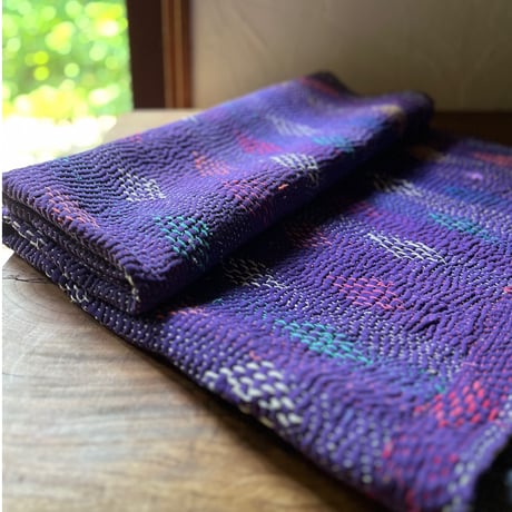 インド製ヴィンテージカンタラリーキルト パープルマルチカバー インド