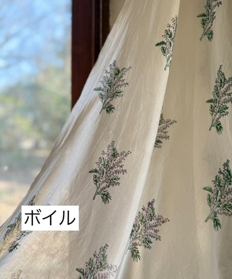 厚さが選べる Original サンガネールハンドブロックプリントーPurple Mimosaー　５０cm単位