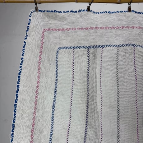 Kantha　オールドカンタ　マルチキルト　White Kantha　54