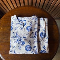 ハンドブロックプリント　パジャマセットー Blue Meadowー