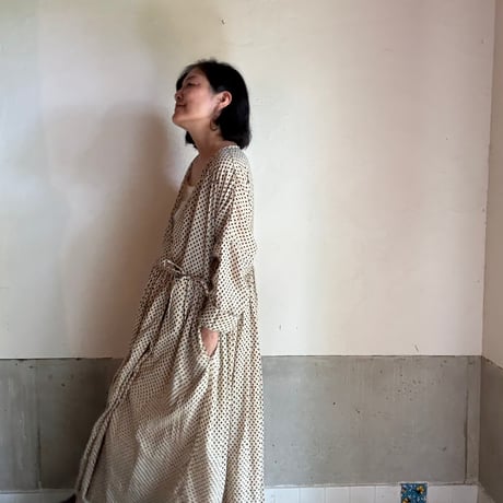 ルクツル　ローブー「Jodhpurロング丈」・バグルー伝統染めハンドブロックプリント  薄手　BLACK