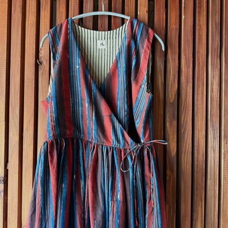 ルクツル　Radha バグルーハンドブロックプリント  Multi-stripe INDIGO