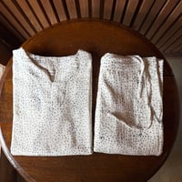 ハンドブロックプリント　パジャマセットーwガーゼ　Raindropsー