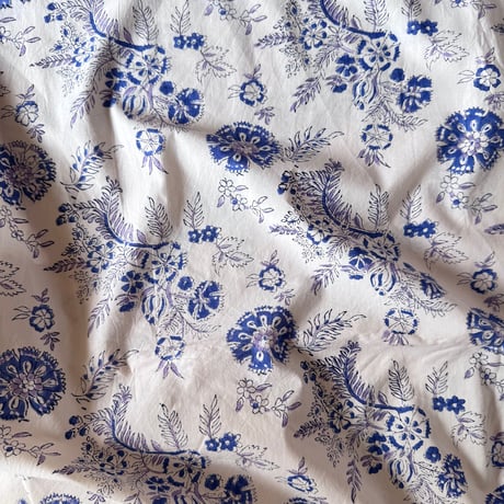 厚さが選べる　Special サンガネールハンドブロックプリントーBlue Meadowー ・