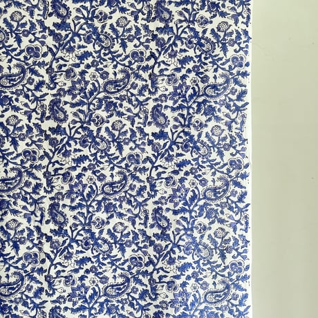 厚さが選べる　Special サンガネールハンドブロックプリントーBlue Paislyー