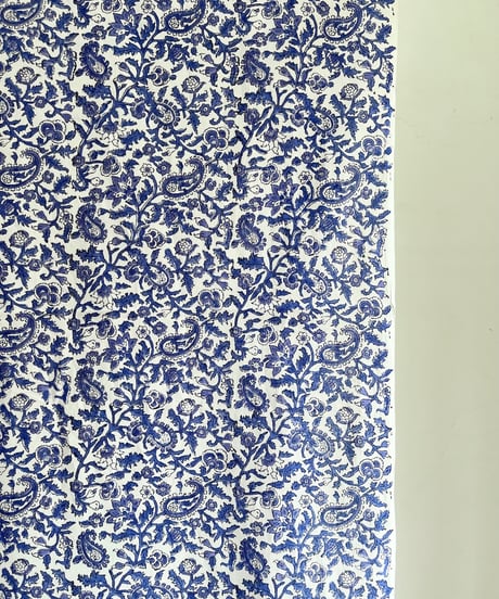 厚さが選べる　Special サンガネールハンドブロックプリントーBlue Paislyー