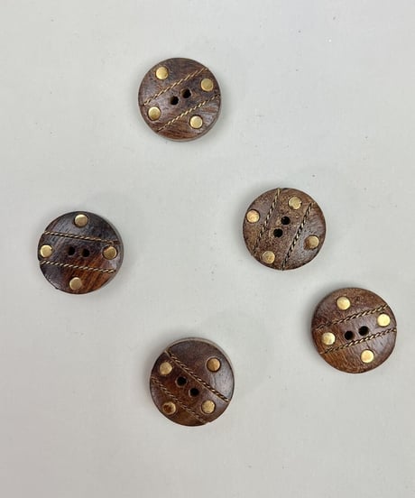 インド天然素材ボタンー木&金属ー20mm  5個